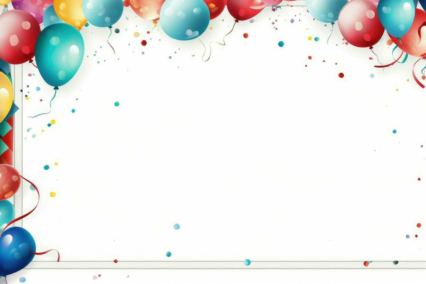 ai gegenereerd verjaardag grens met ballonnen Aan een wit achtergrond, romantisch achtergrond , ai gegenereerd foto