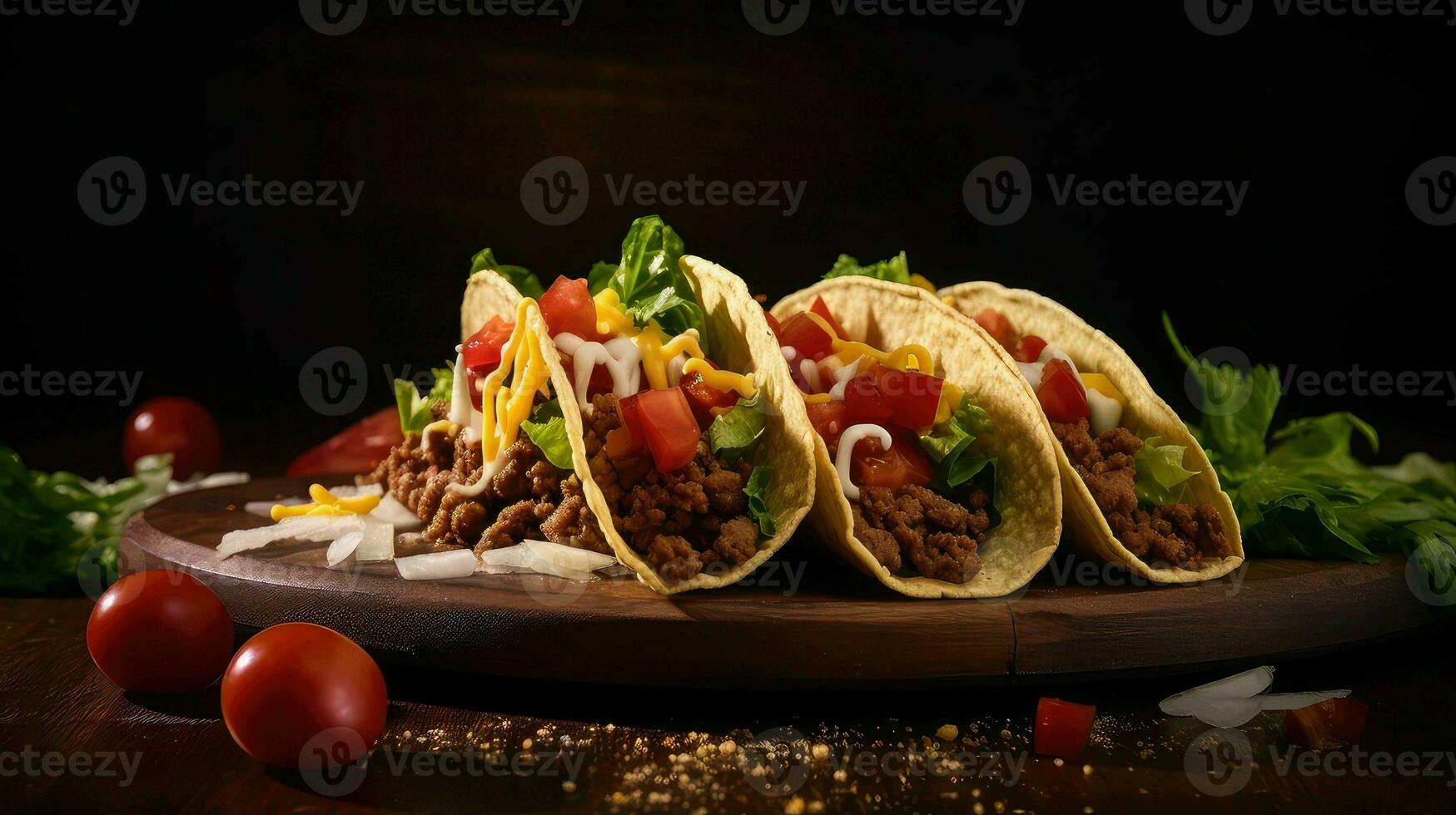 ai gegenereerd Mexicaans tomaat taco voedsel foto