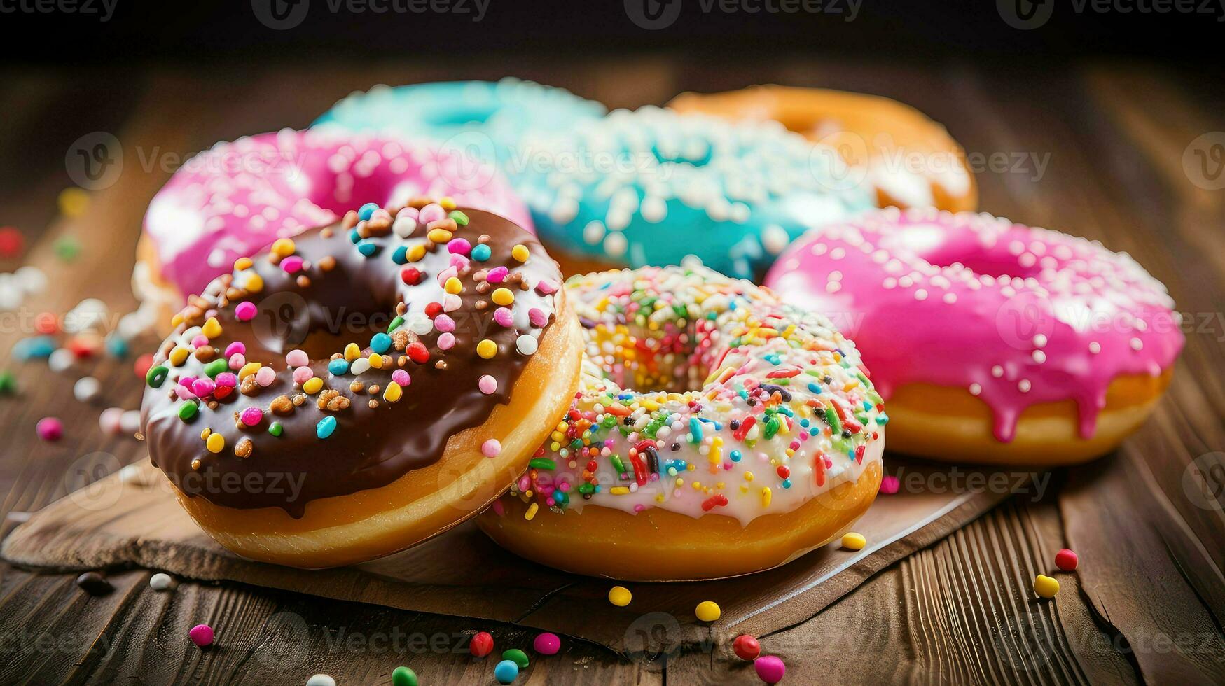 ai gegenereerd zoet eten donut voedsel foto