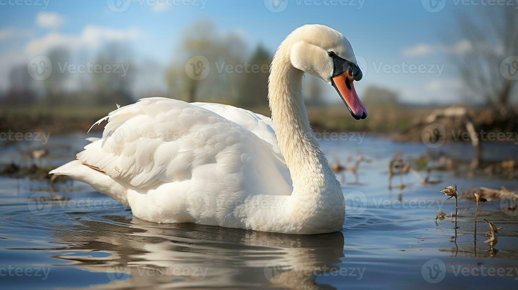 ai gegenereerd dempen zwaan vogel romantisch dier natuur dieren in het wild foto