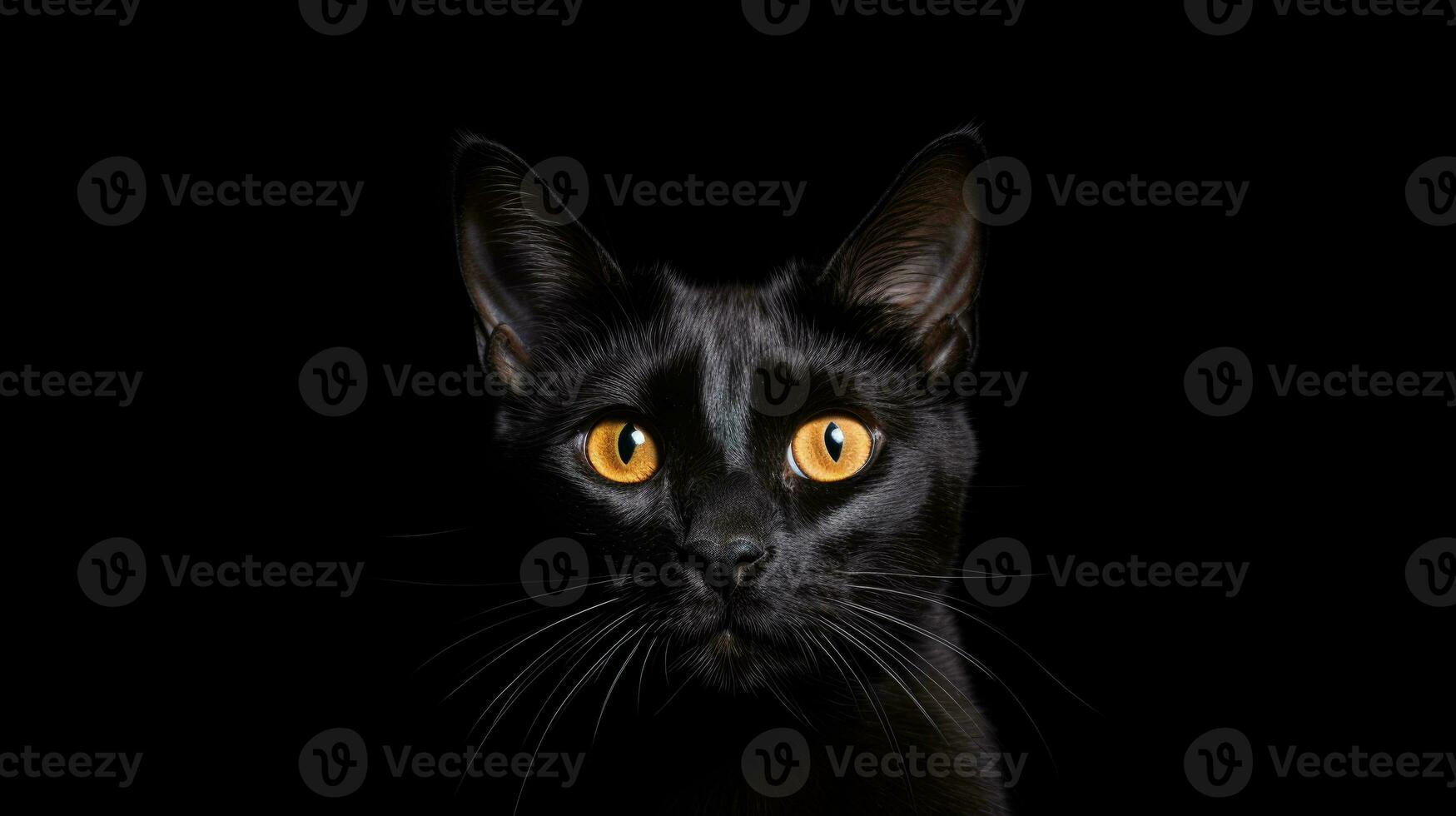 ai gegenereerd zwart kat huisdier portret fotografie, ai foto