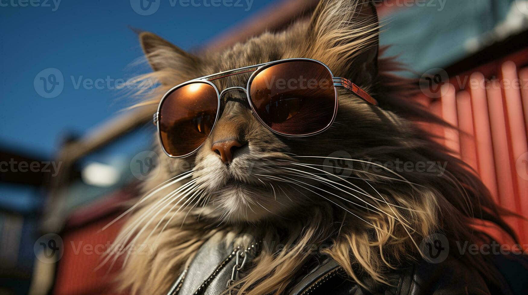 ai gegenereerd koel rijk geslaagd kat met zonnebril foto