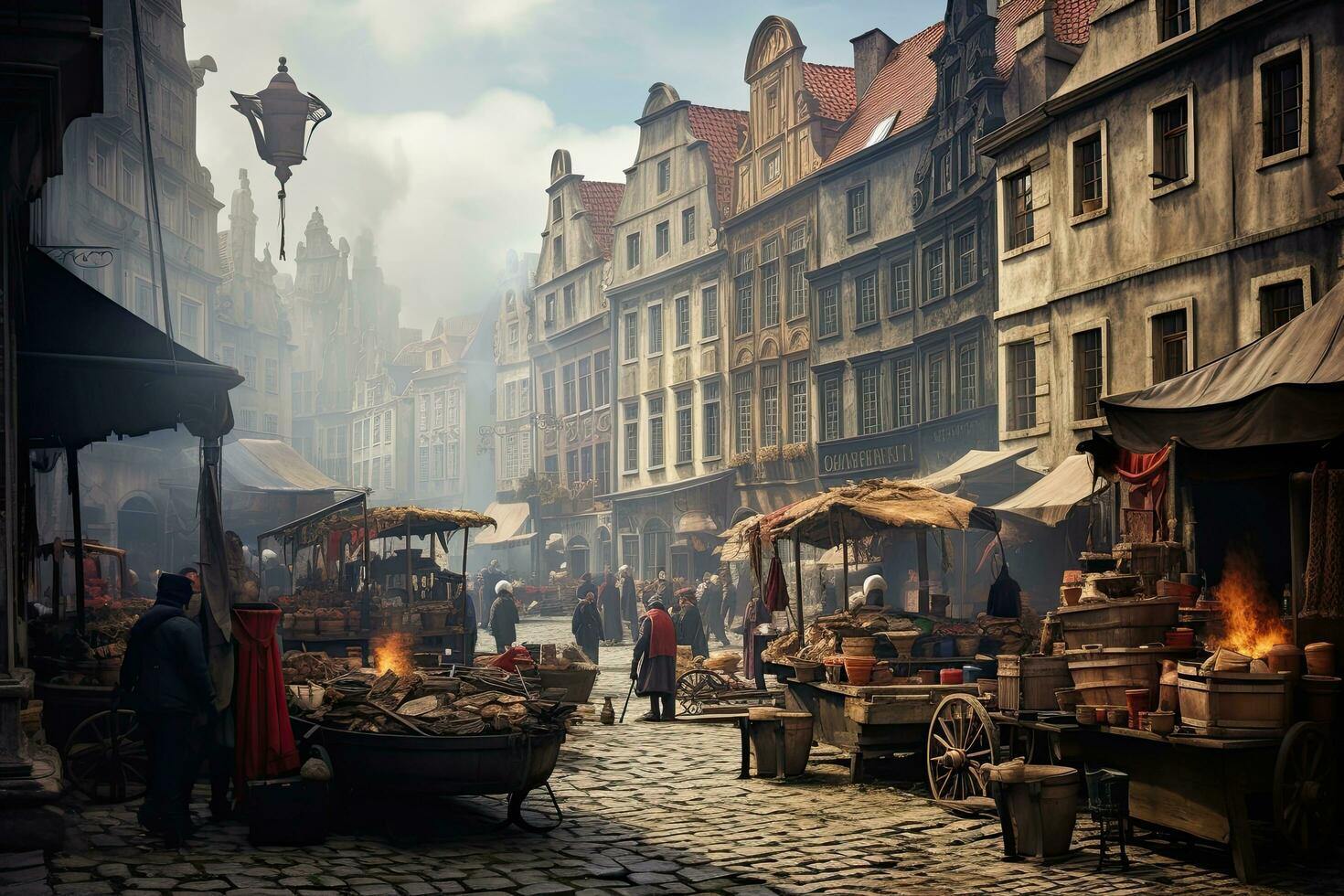 ai gegenereerd oud stad- markt plein in Praag, Tsjechisch republiek. oud stad- markt plein is een van de meest populair toerist plaatsen in Praag, ai gegenereerd foto