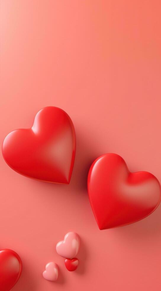 ai gegenereerd harten met achtergrond Aan Valentijn dag in beweging in de achtergrond Aan rood foto