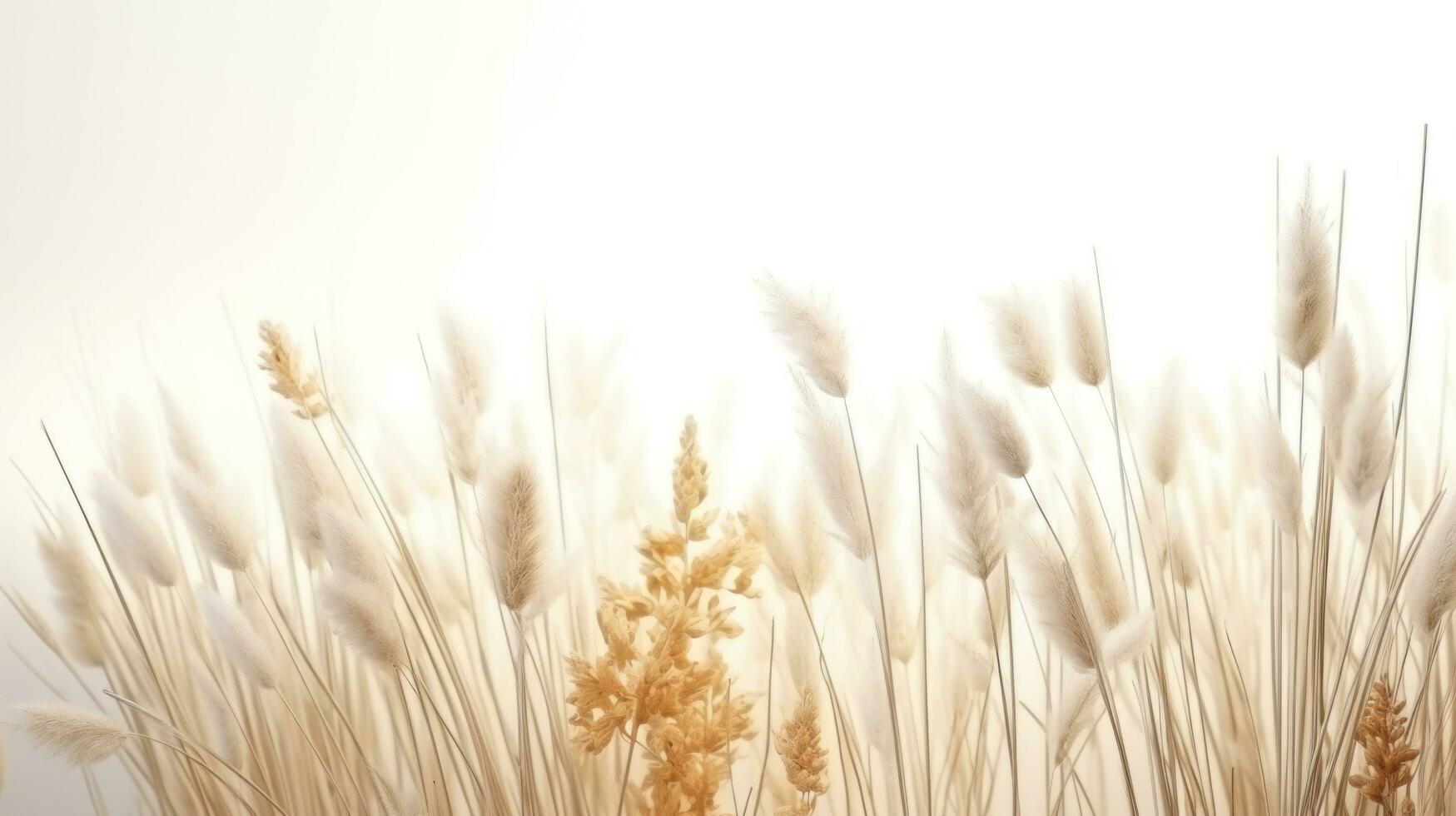 ai gegenereerd droog gras en bladeren in de buurt een beige muur foto