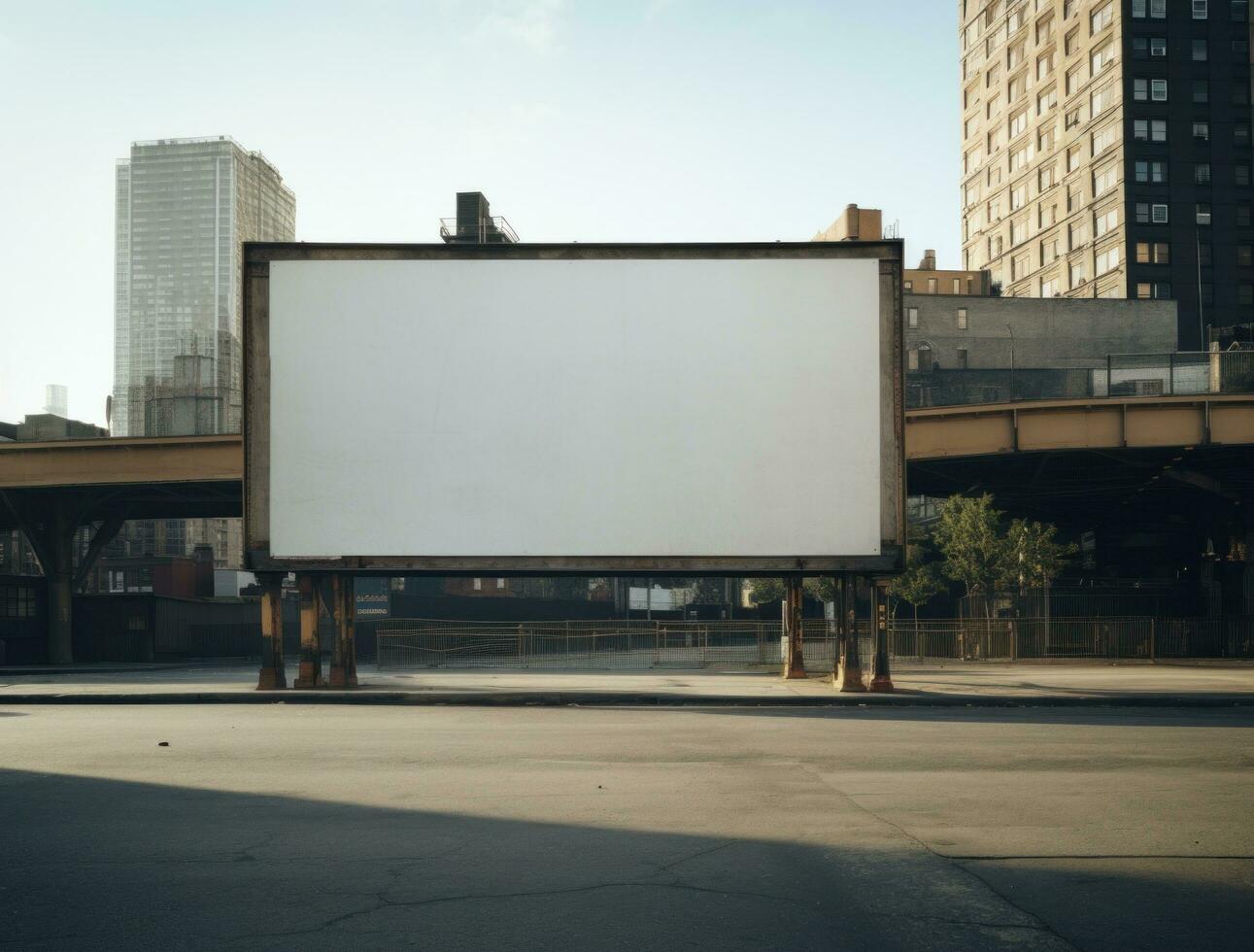 ai gegenereerd leeg aanplakbord Aan stedelijk straat kant foto