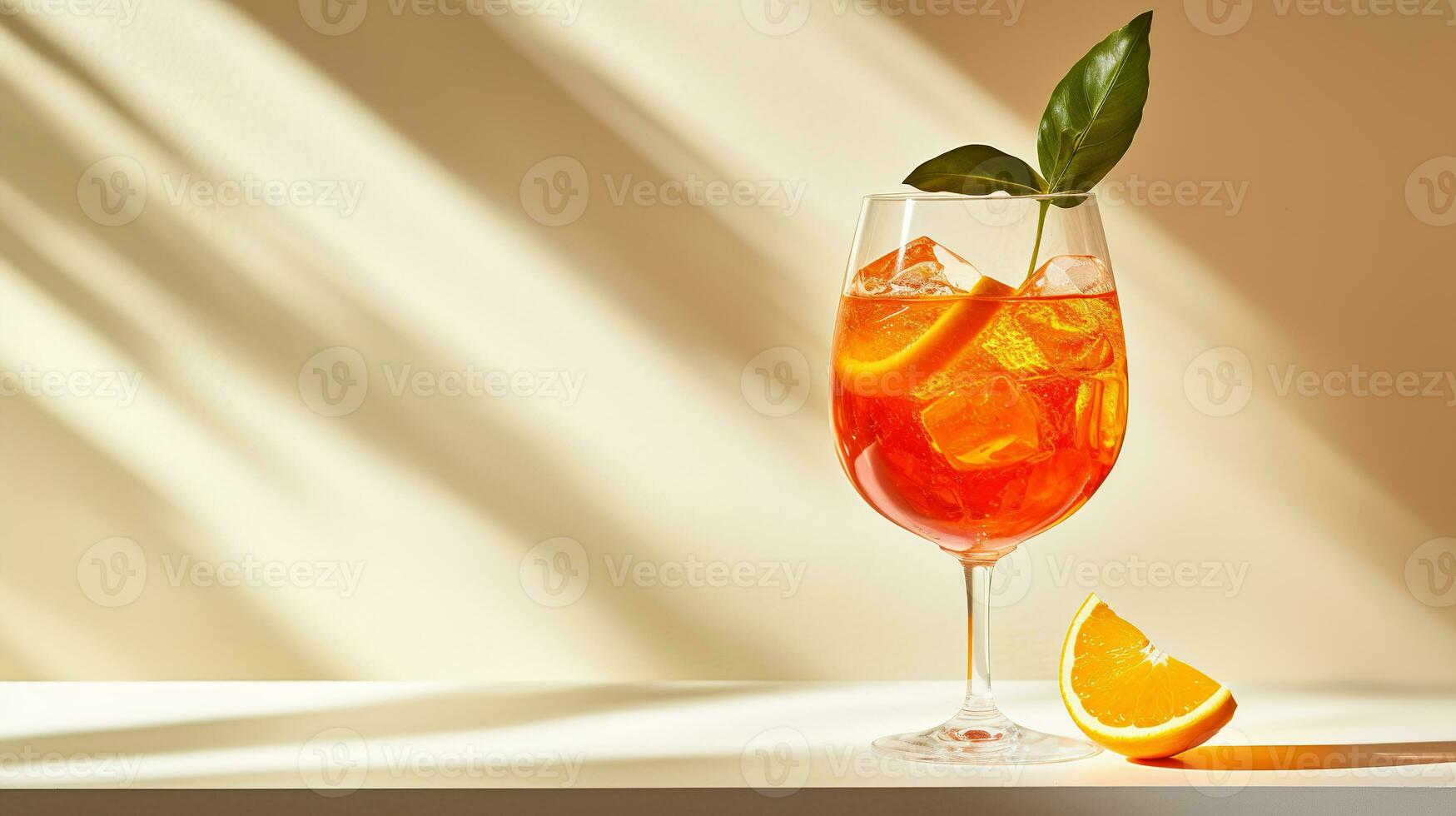 ai gegenereerd generatief ai, glas van aperol spritz Aan neutrale achtergrond met spatten, kopiëren ruimte voor reclame foto