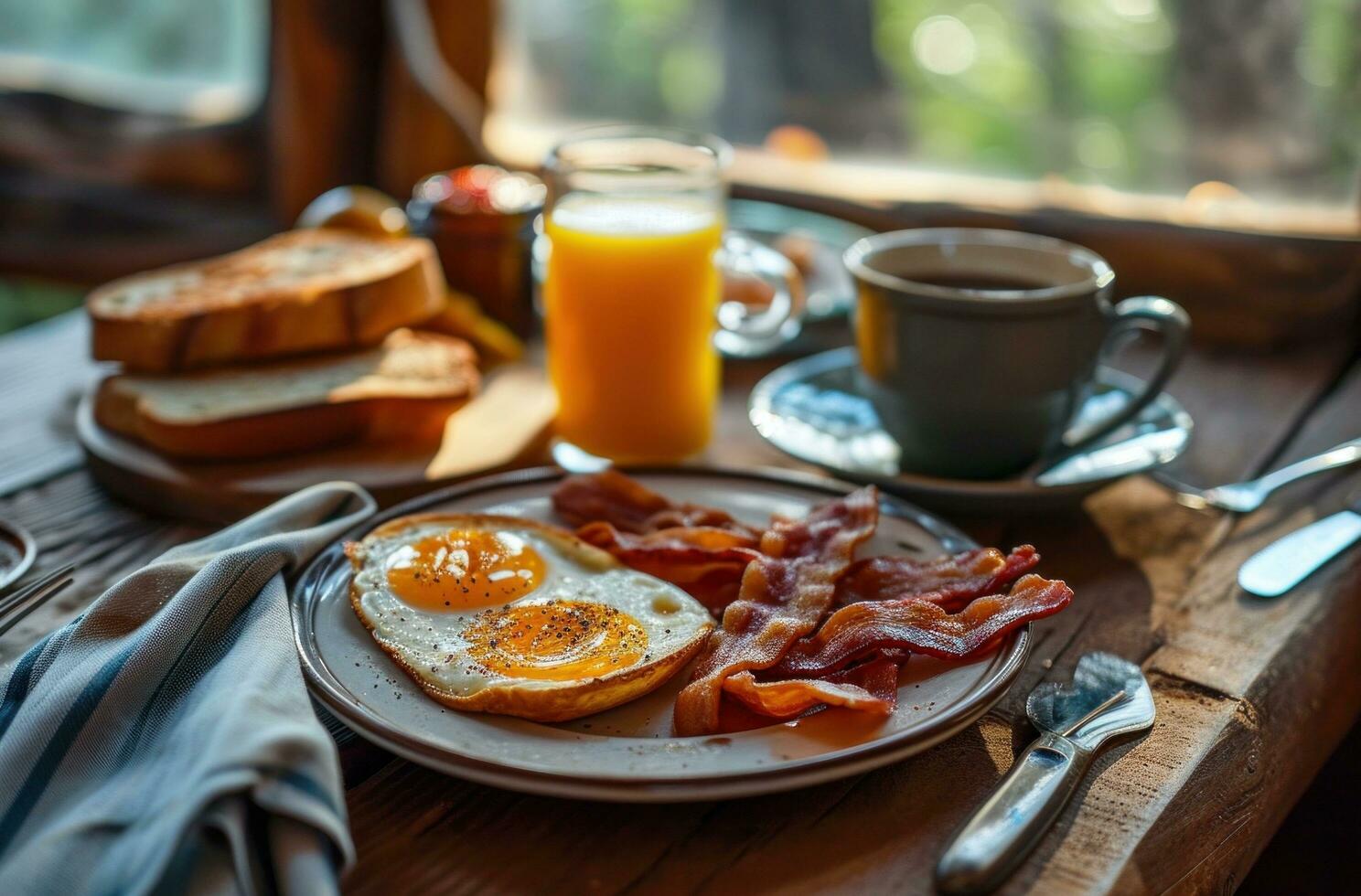 ai gegenereerd ontbijt met avocado Aan geroosterd brood met ei Aan top foto