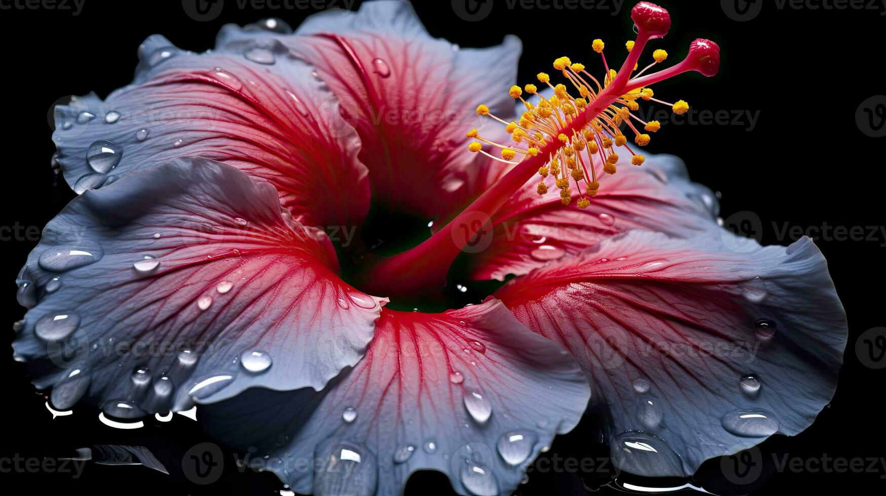 ai gegenereerd een hibiscus bloem met een zwart achtergrond.ai gegenereerd. foto