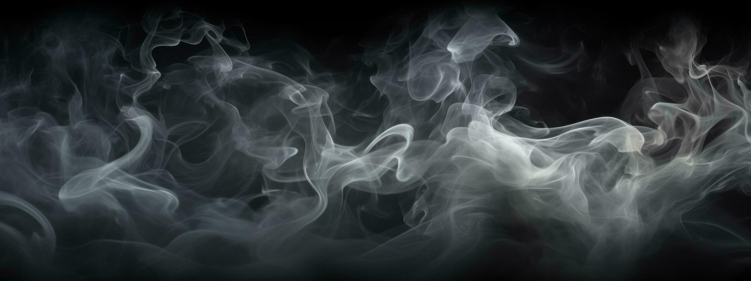 ai gegenereerd zwart en wit rook met vlammen vliegend in de omgeving van in een donker kamer foto