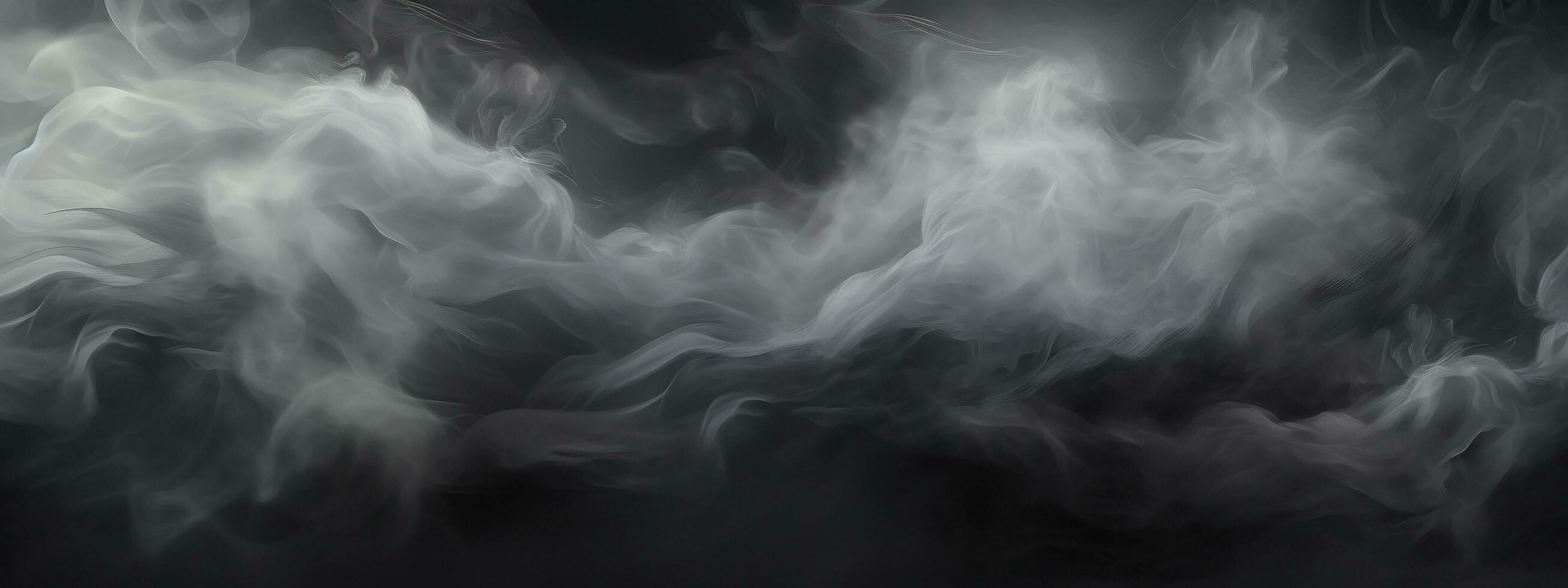 ai gegenereerd zwart en wit rook met vlammen vliegend in de omgeving van in een donker kamer foto