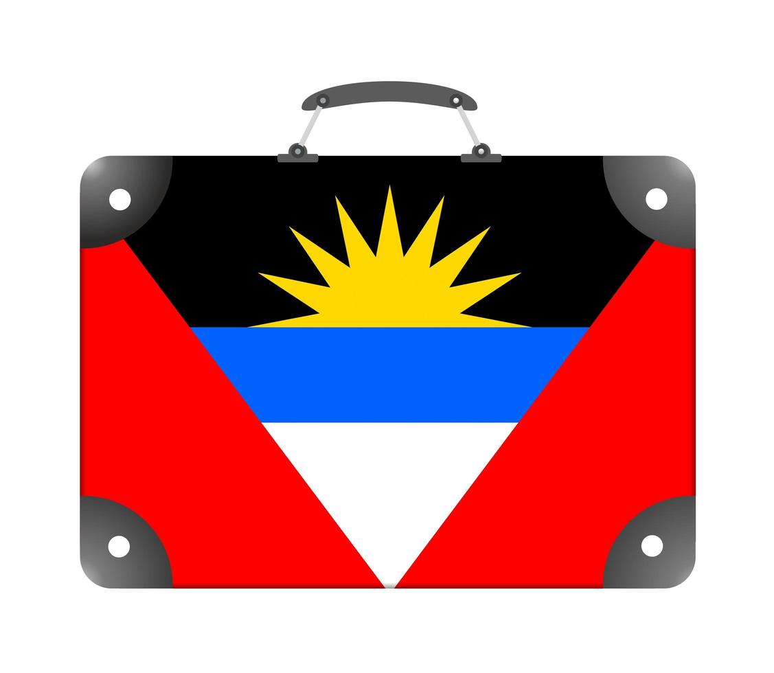 vlag van het land van antigua en barbuda in de vorm van een reiskoffer op een witte achtergrond foto