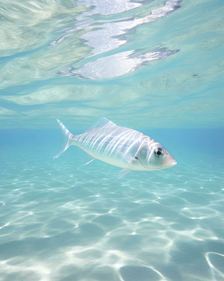 ai gegenereerd realistisch vis zwemmen in de oceaan onderwater- foto
