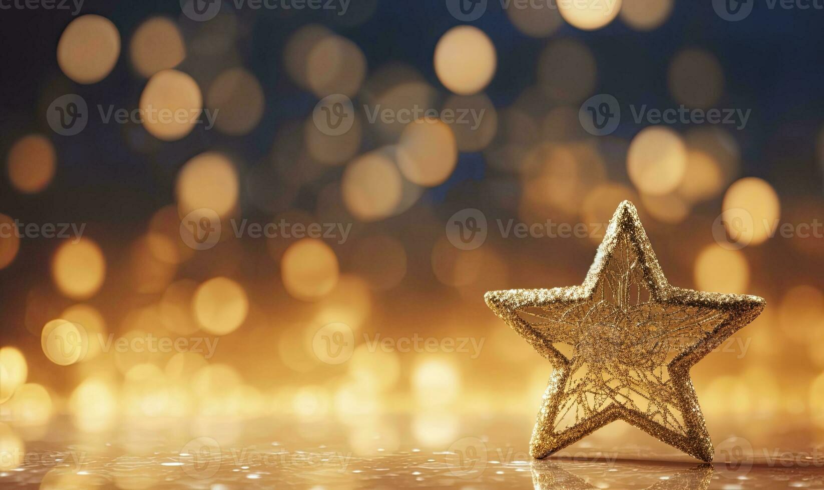 ai gegenereerd sprankelend gouden Kerstmis ster. ornament decoratie onscherp bokeh achtergrond. ai gegenereerd foto