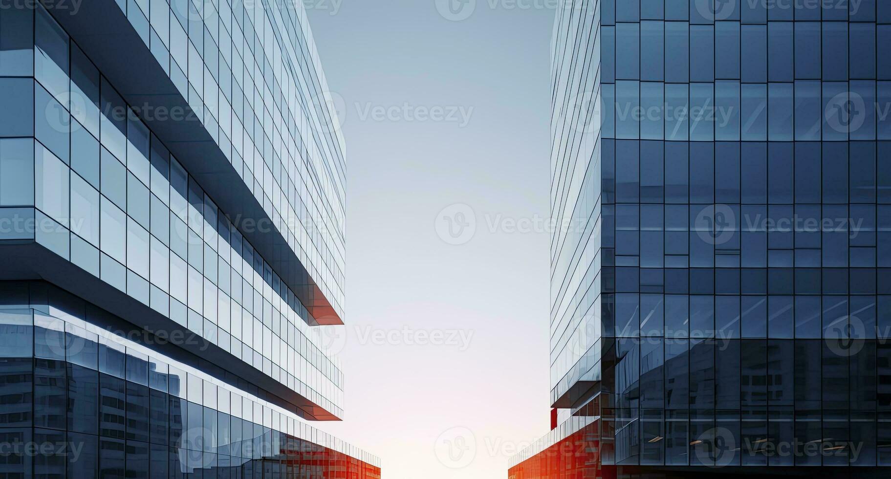 ai gegenereerd twee modern gebouwen met glas ramen. architectuur ontwerp van gebouwen. ai gegenereerd foto