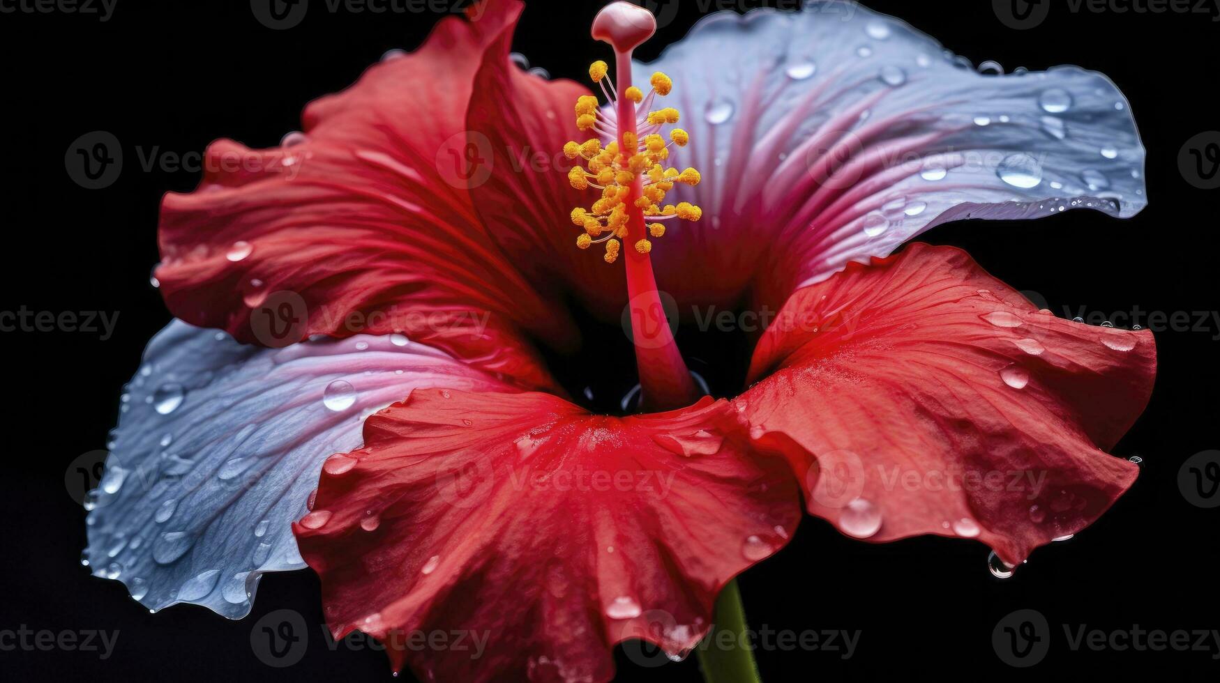 ai gegenereerd een hibiscus bloem met een zwart achtergrond.ai gegenereerd. foto