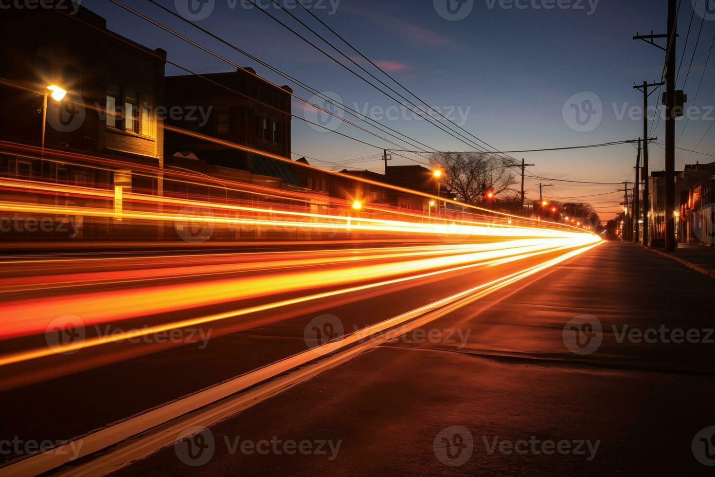 ai gegenereerd een fotograaf van licht spoor Bij avond foto