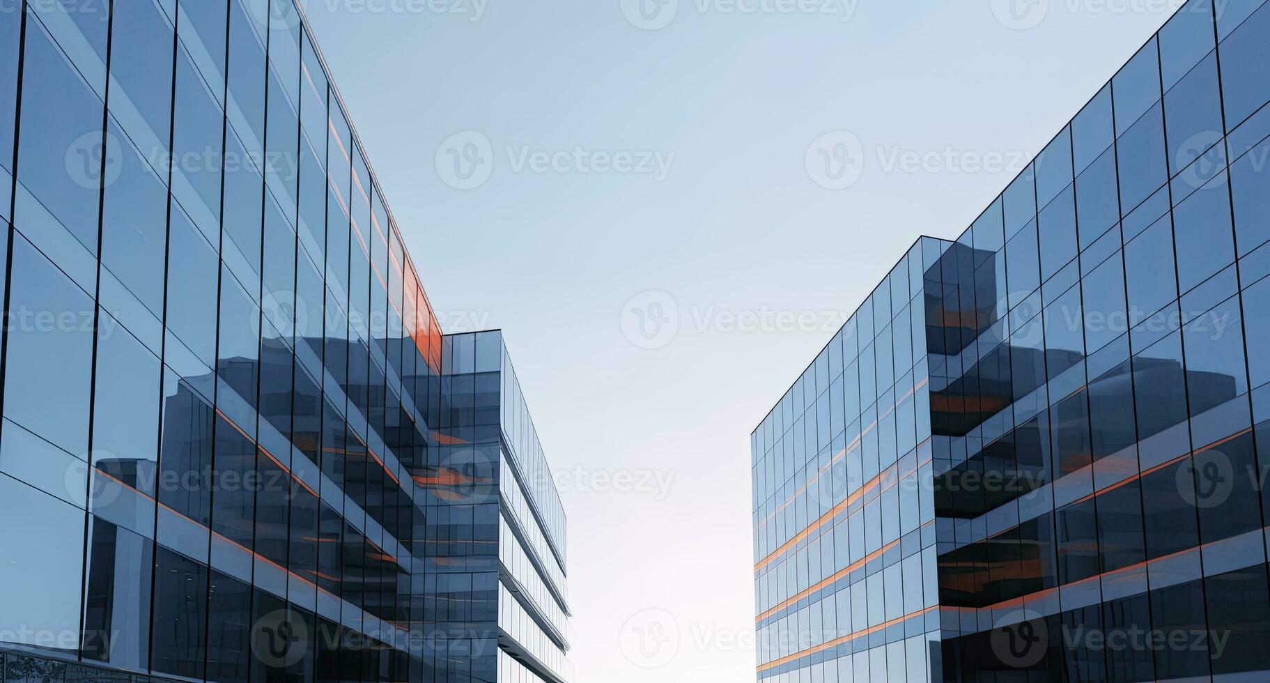 ai gegenereerd twee modern gebouwen met glas ramen. architectuur ontwerp van gebouwen. ai gegenereerd foto