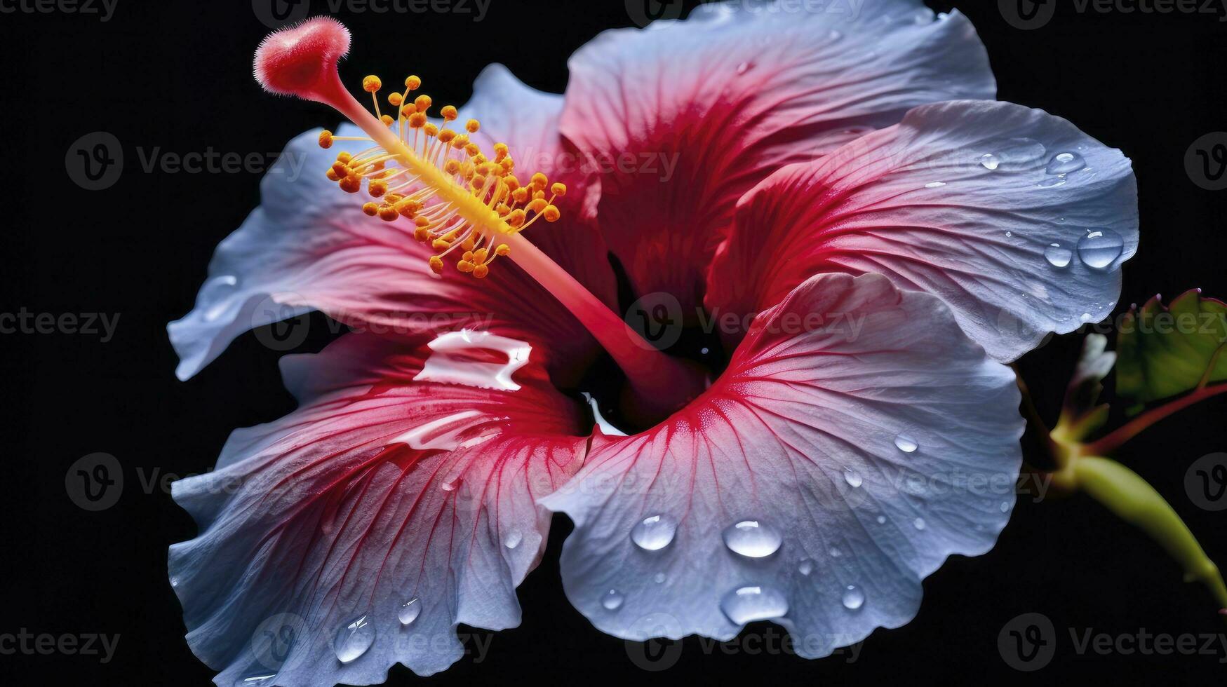 ai gegenereerd een hibiscus bloem met een zwart achtergrond.ai gegenereerd. foto