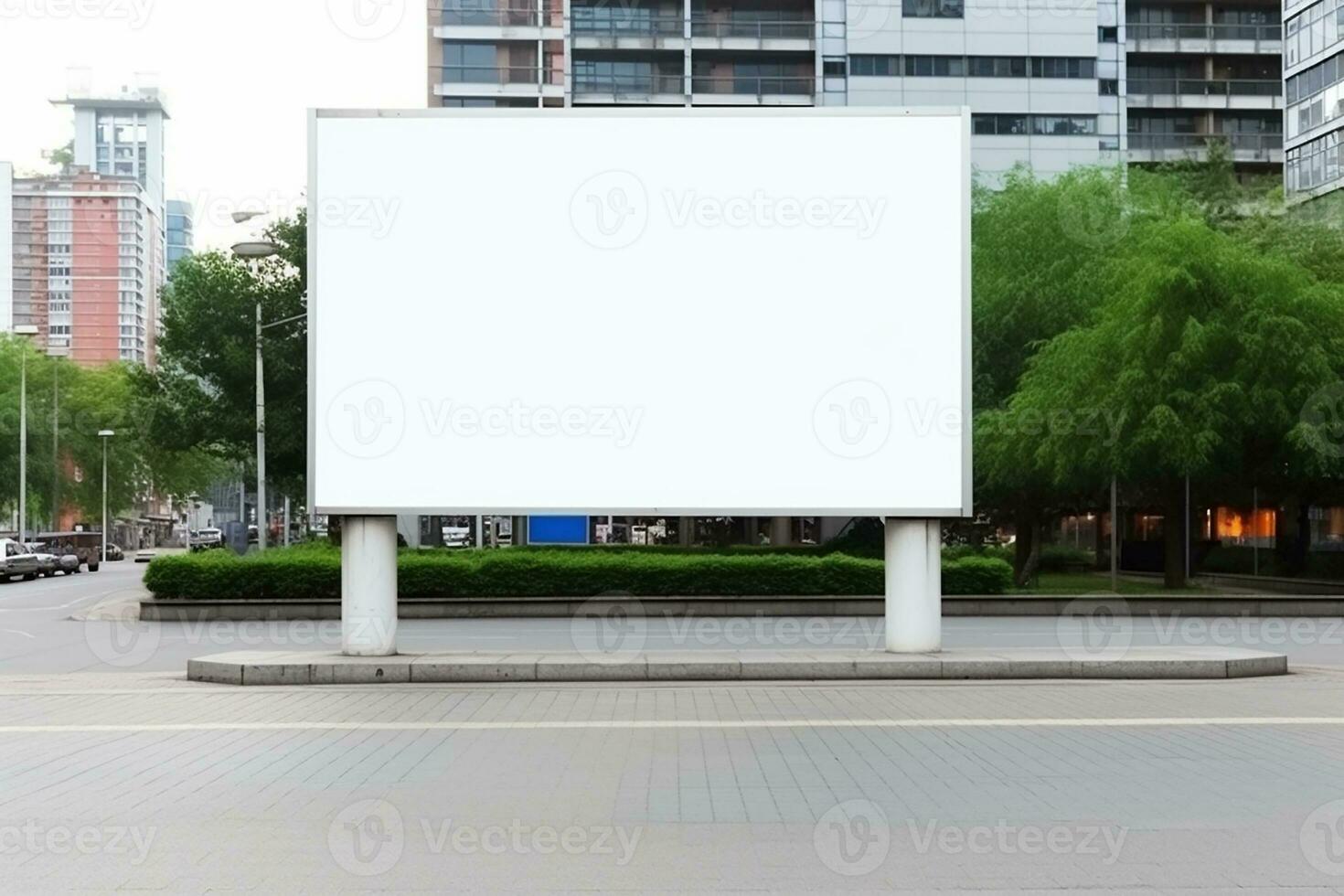 ai gegenereerd leeg wit aanplakbord voor mockup in straat foto