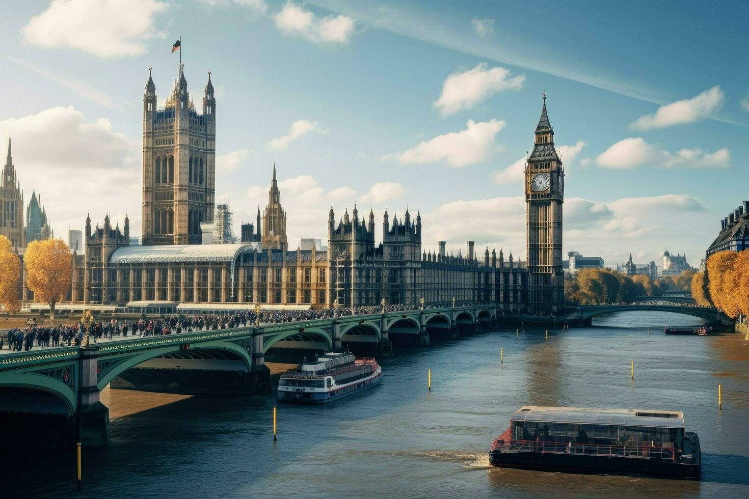 ai gegenereerd mooi Londen en de rivier- , Londen stad ai gegenereerd foto