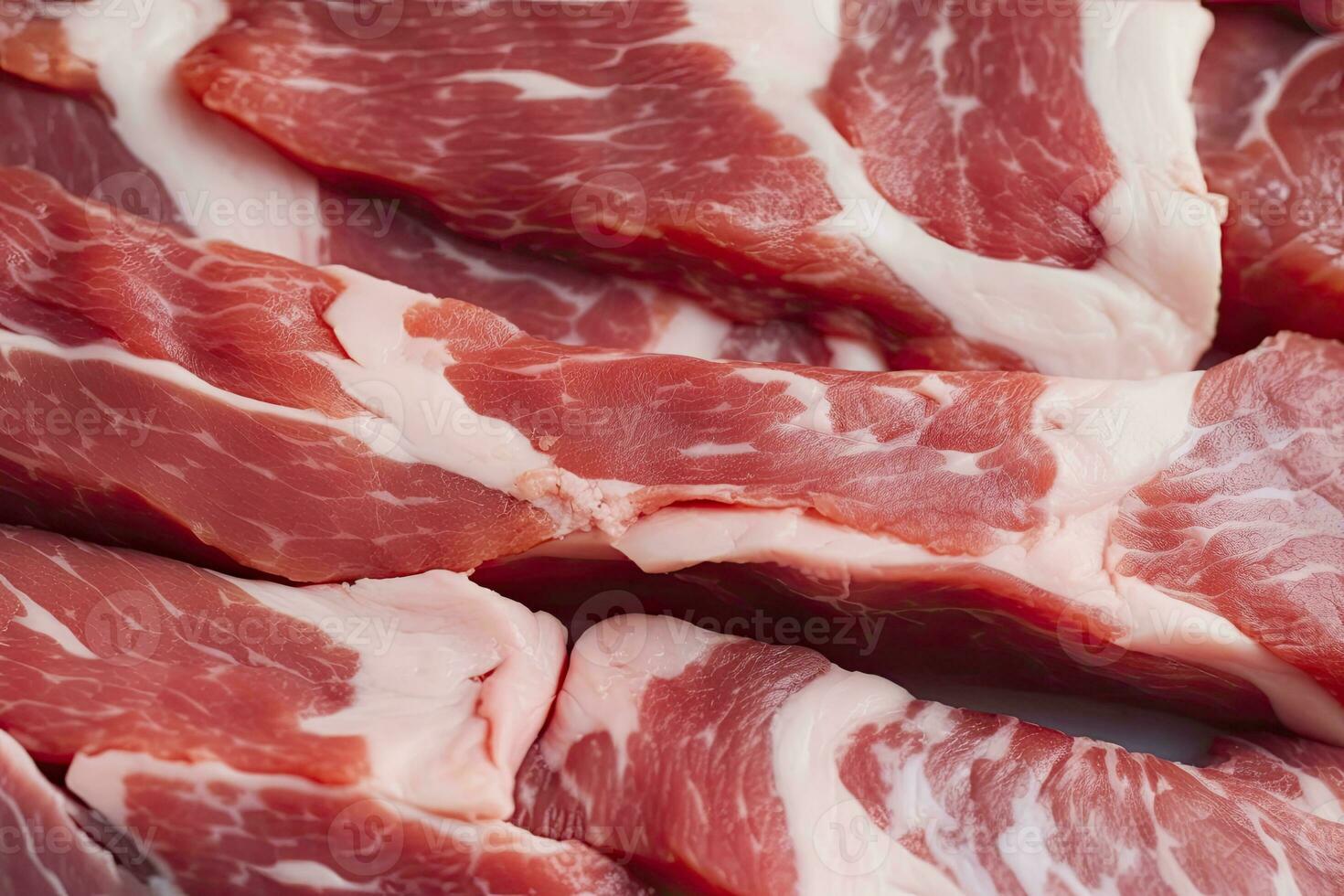 ai gegenereerd macro schot van varkensvlees vlees. vlees getextureerde achtergrond. rundvlees steak is rauw en sappig. ai gegenereerd foto