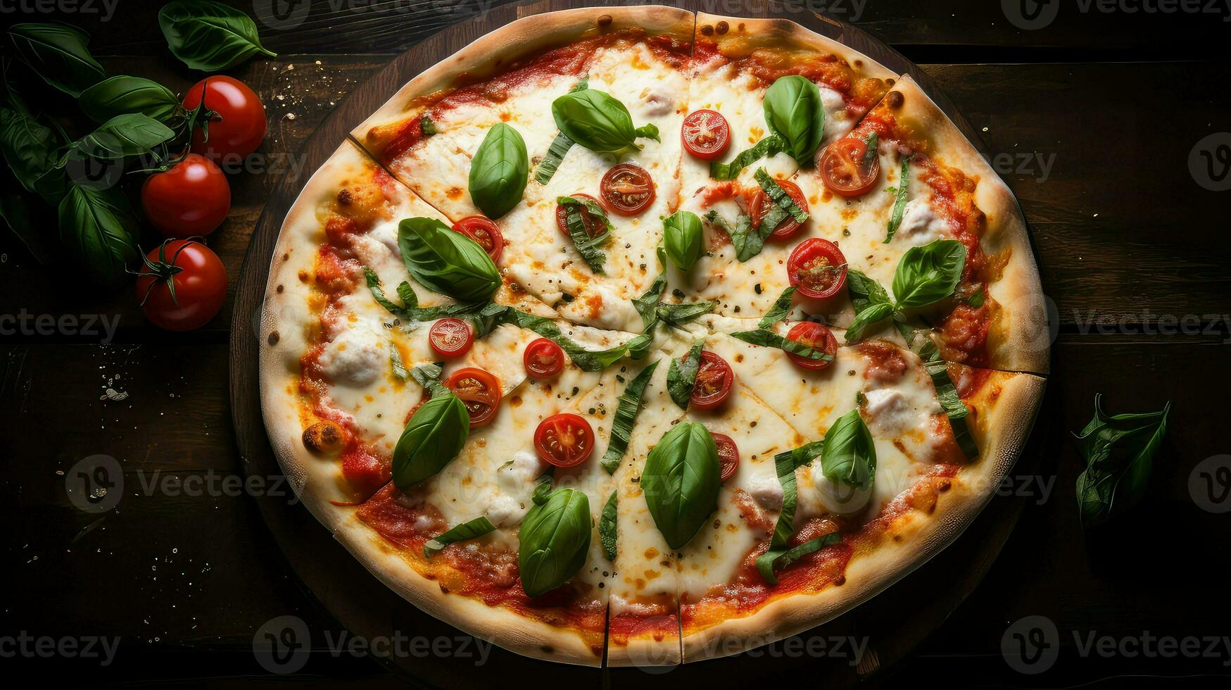 ai gegenereerd deeg margarita pizza voedsel foto