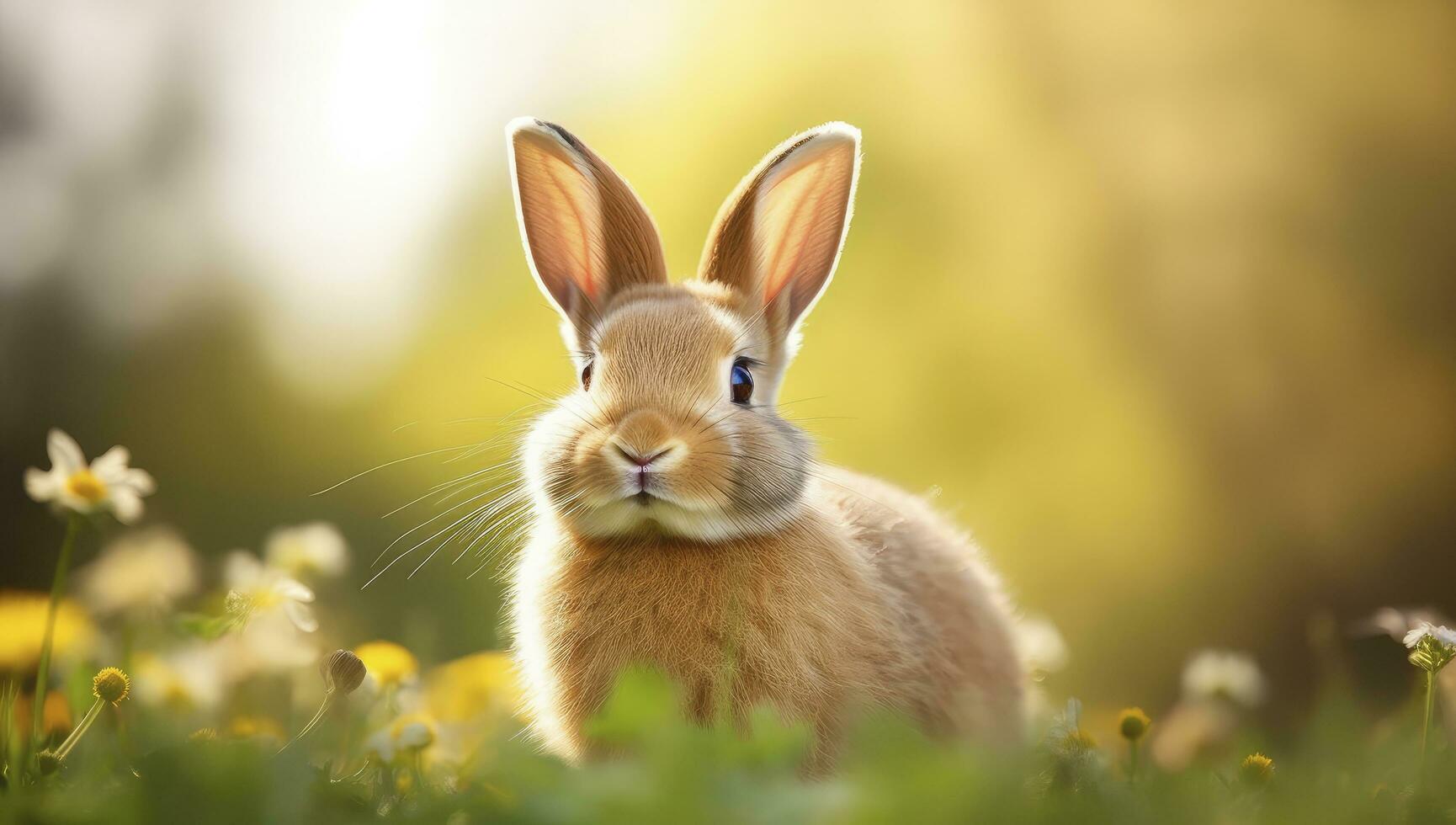 ai gegenereerd Pasen konijn met mooi voorjaar natuur. ai gegenereerd foto