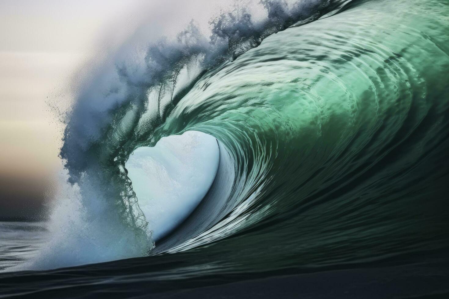 ai gegenereerd extreem dichtbij omhoog van pak slaag smaragd oceaan golven. ai gegenereerd foto