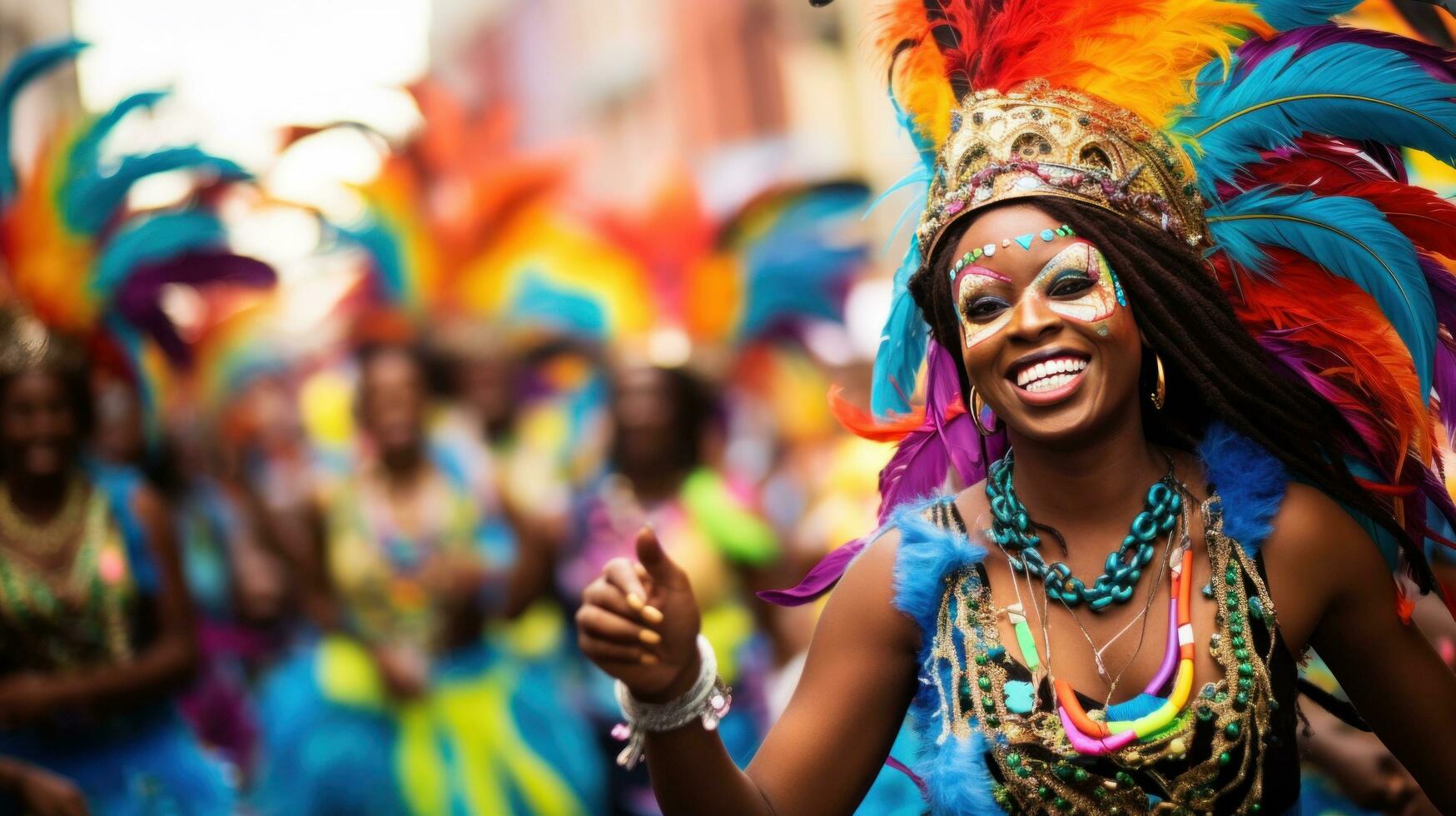 ai gegenereerd O vangt de energie van een carnaval optocht foto