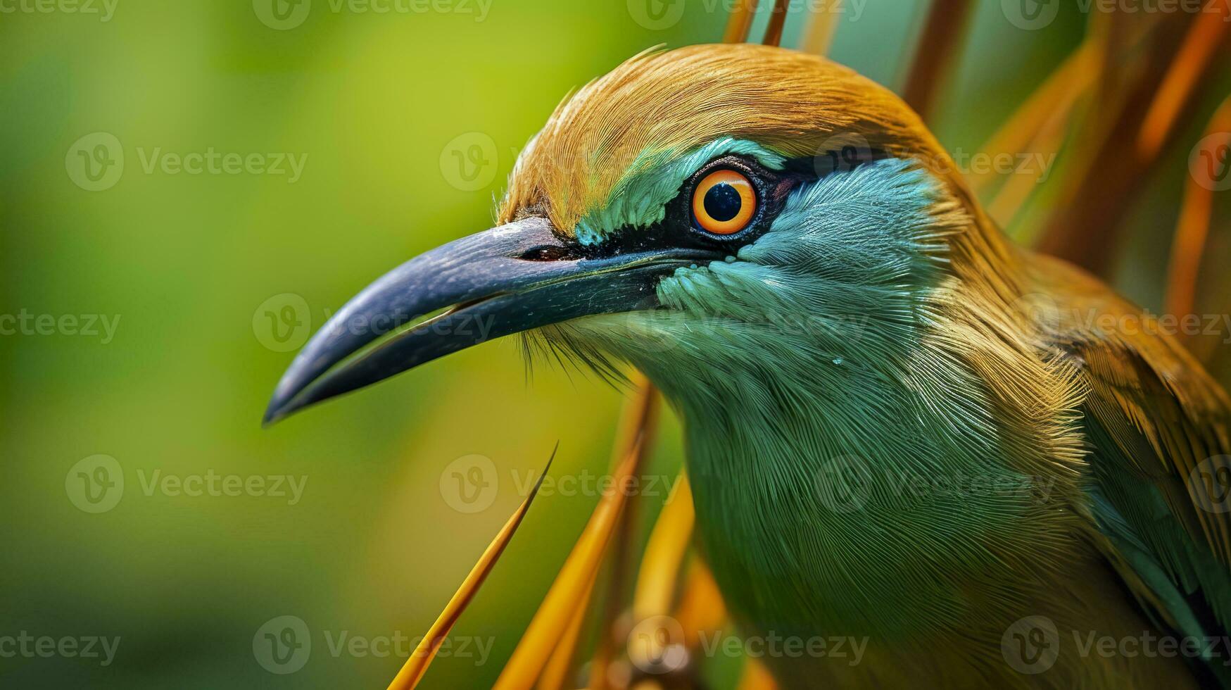 ai gegenereerd turkoois wenkbrauwen motmot in levendig kleuren. generatief ai foto