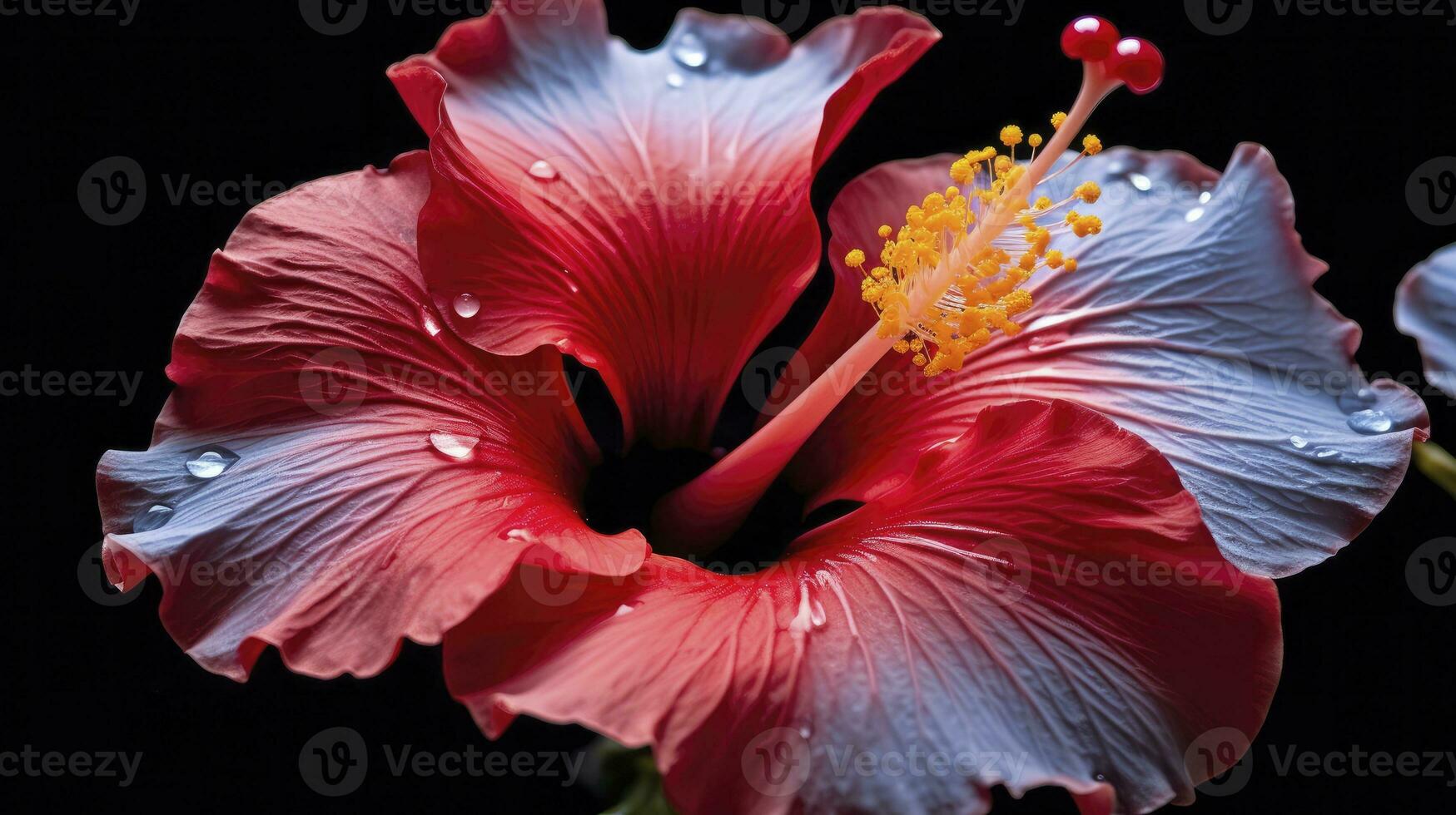 ai gegenereerd een hibiscus bloem met een zwart achtergrond.ai gegenereerd. foto