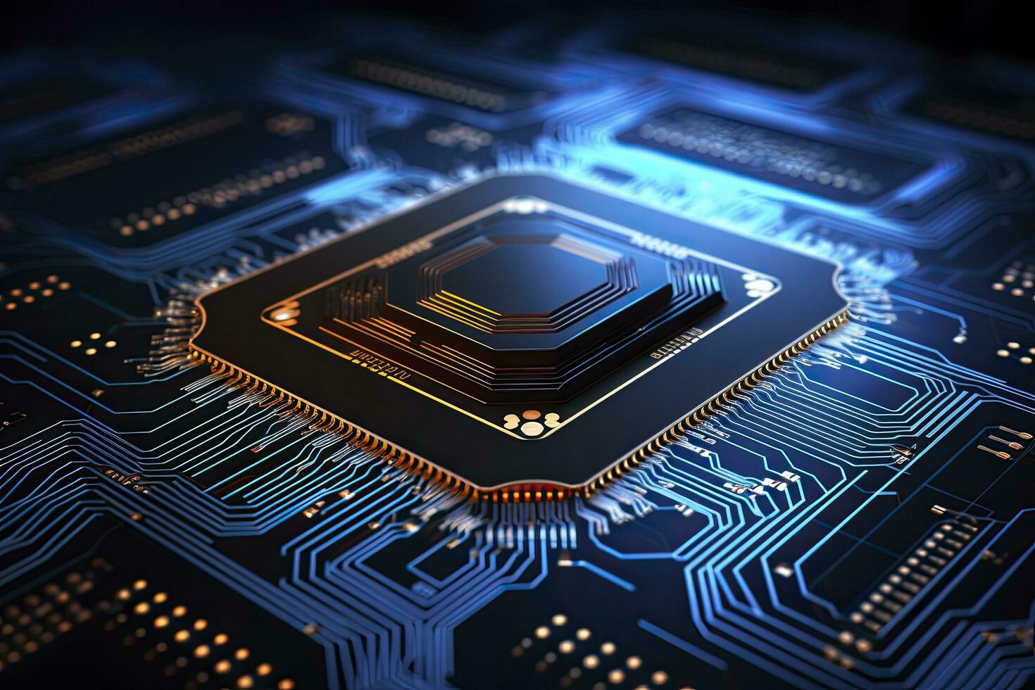 ai gegenereerd futuristische centraal bewerker eenheid. krachtig quantum CPU moederbord. ai gegenereerd foto