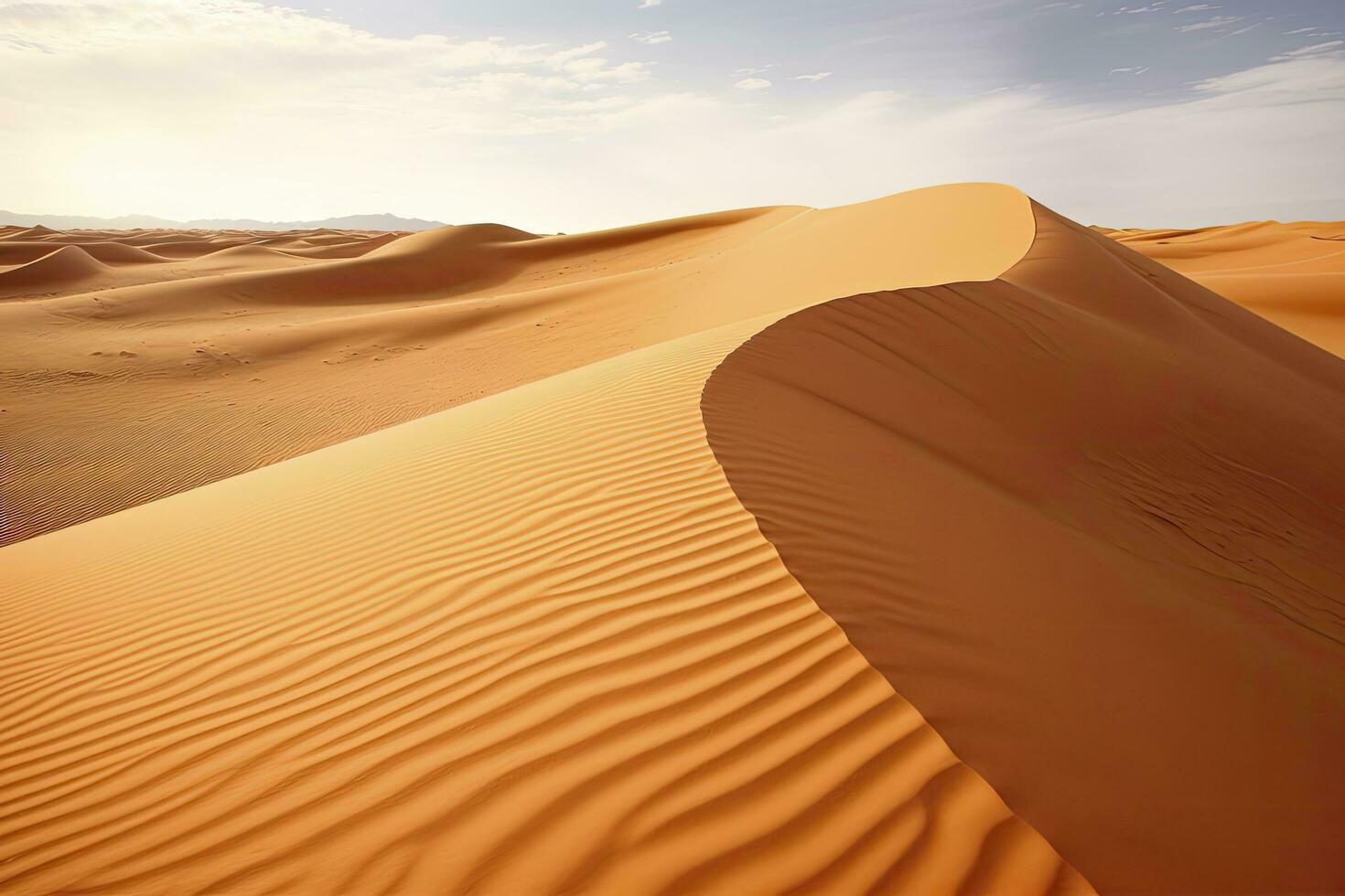 ai gegenereerd rollend oranje zand duinen en zand rimpelingen.ai gegenereerd. foto