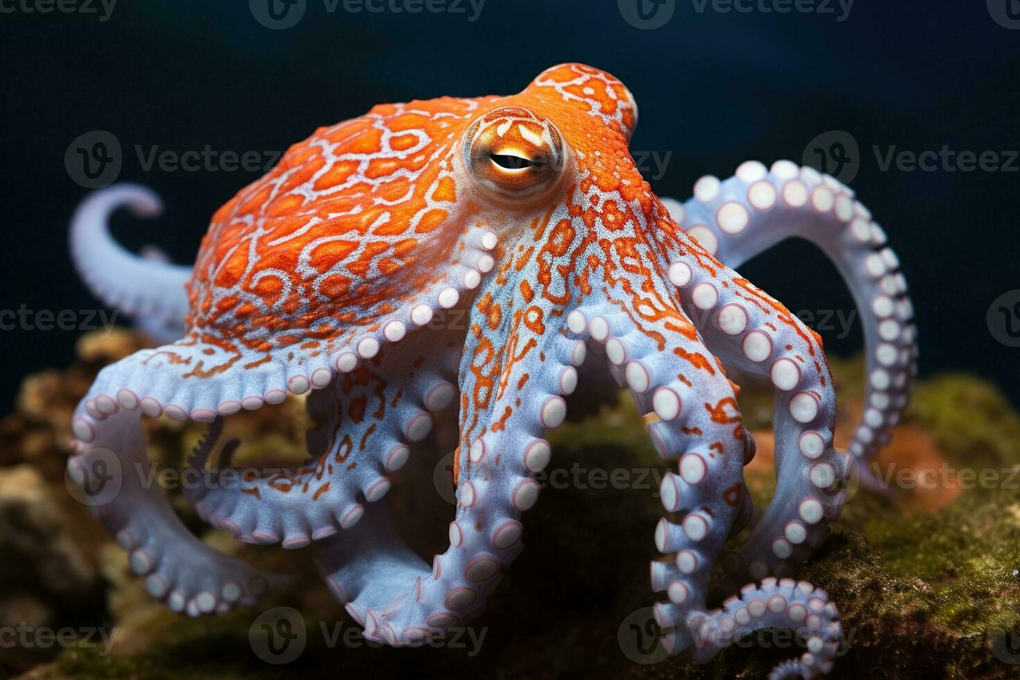 ai gegenereerd Octopus Aan de bodem van de zee. detailopname. foto