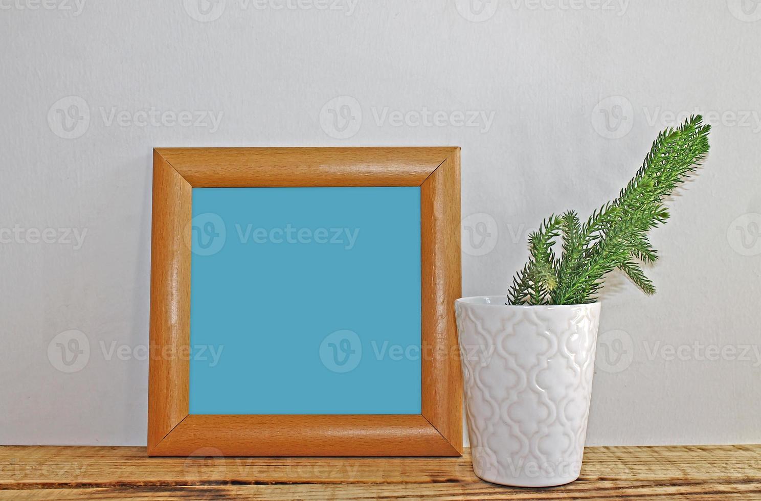 houten frame mockups met houten achtergrond foto