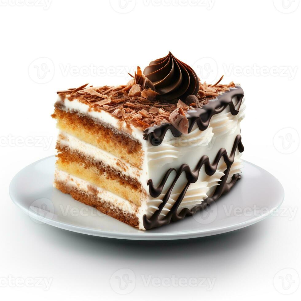 ai gegenereerd heerlijk verjaardag taart Aan wit achtergrond, foto