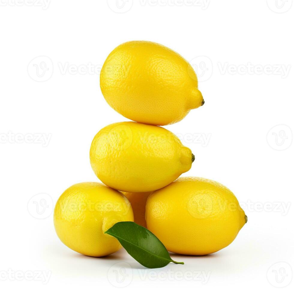 ai gegenereerd hyperrealistisch stack van citroen Aan wit achtergrond foto