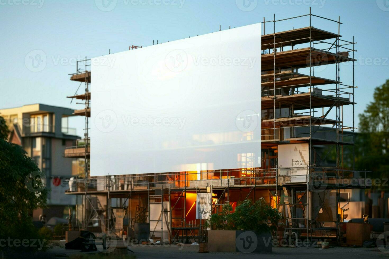 ai gegenereerd bouw visualisatie steiger en gebouw bespotten omhoog voor doeltreffend project planning ai gegenereerd foto