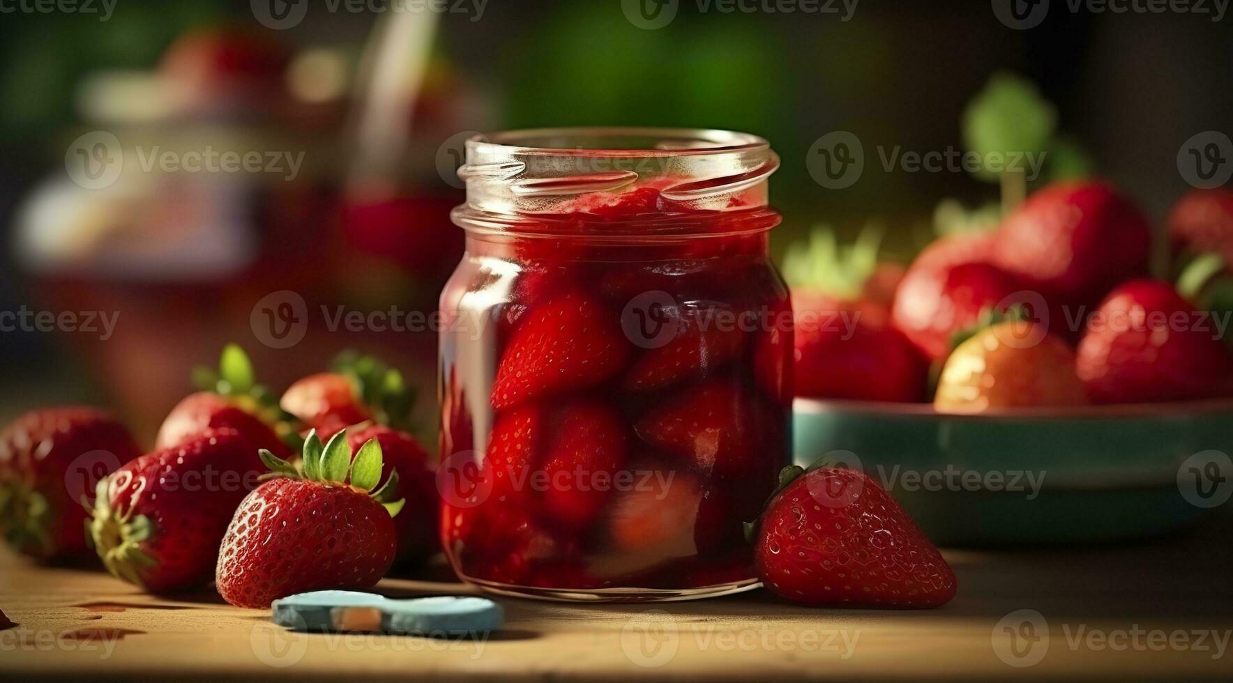 ai gegenereerd aardbei jam en vers bessen. generatief ai foto