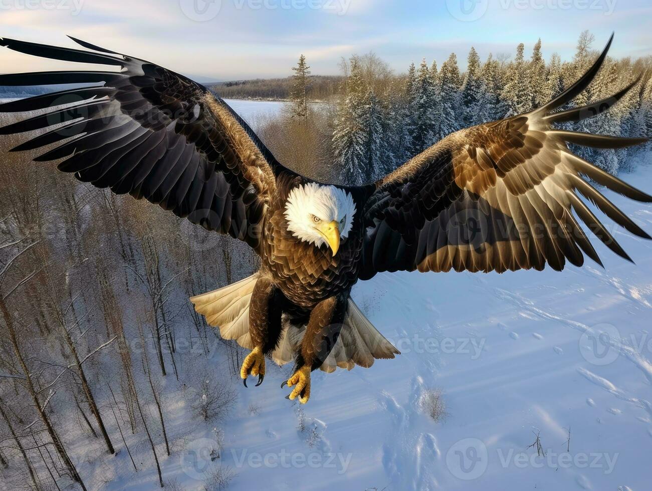 ai gegenereerd Amerikaans kaal adelaar in de natuur achtergrond foto