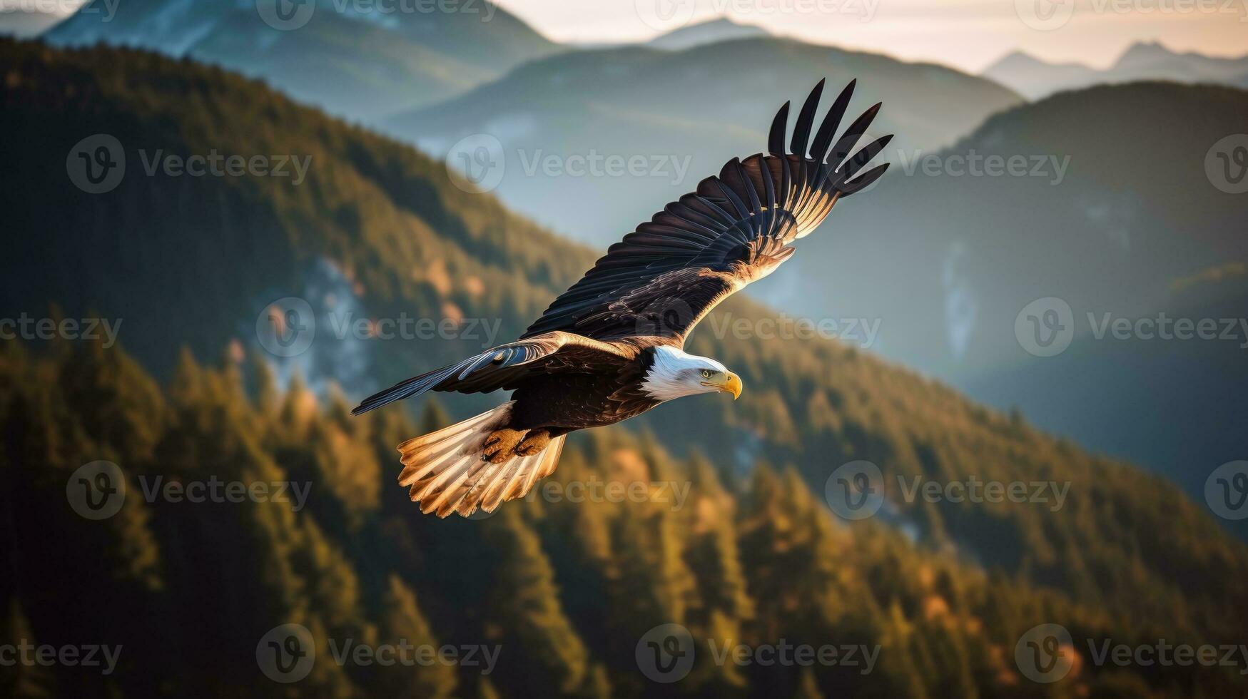 ai gegenereerd Amerikaans kaal adelaar in de natuur achtergrond foto