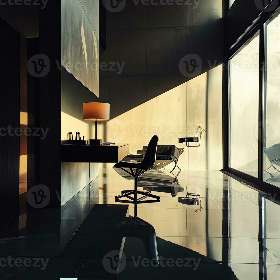 ai gegenereerd verkennen minimalisme door werkruimte reflecties foto