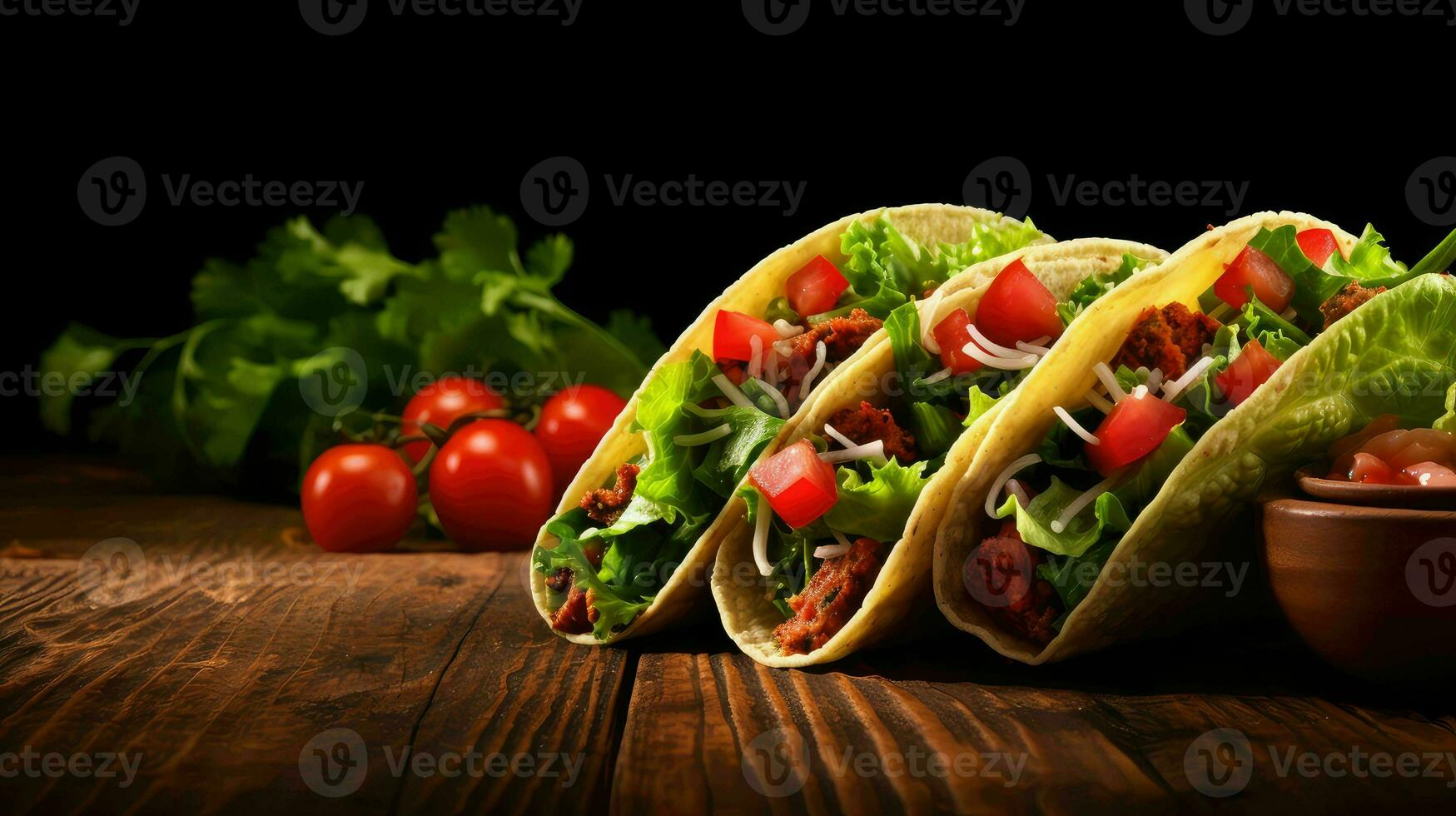 ai gegenereerd Mexicaans tomaat taco voedsel foto