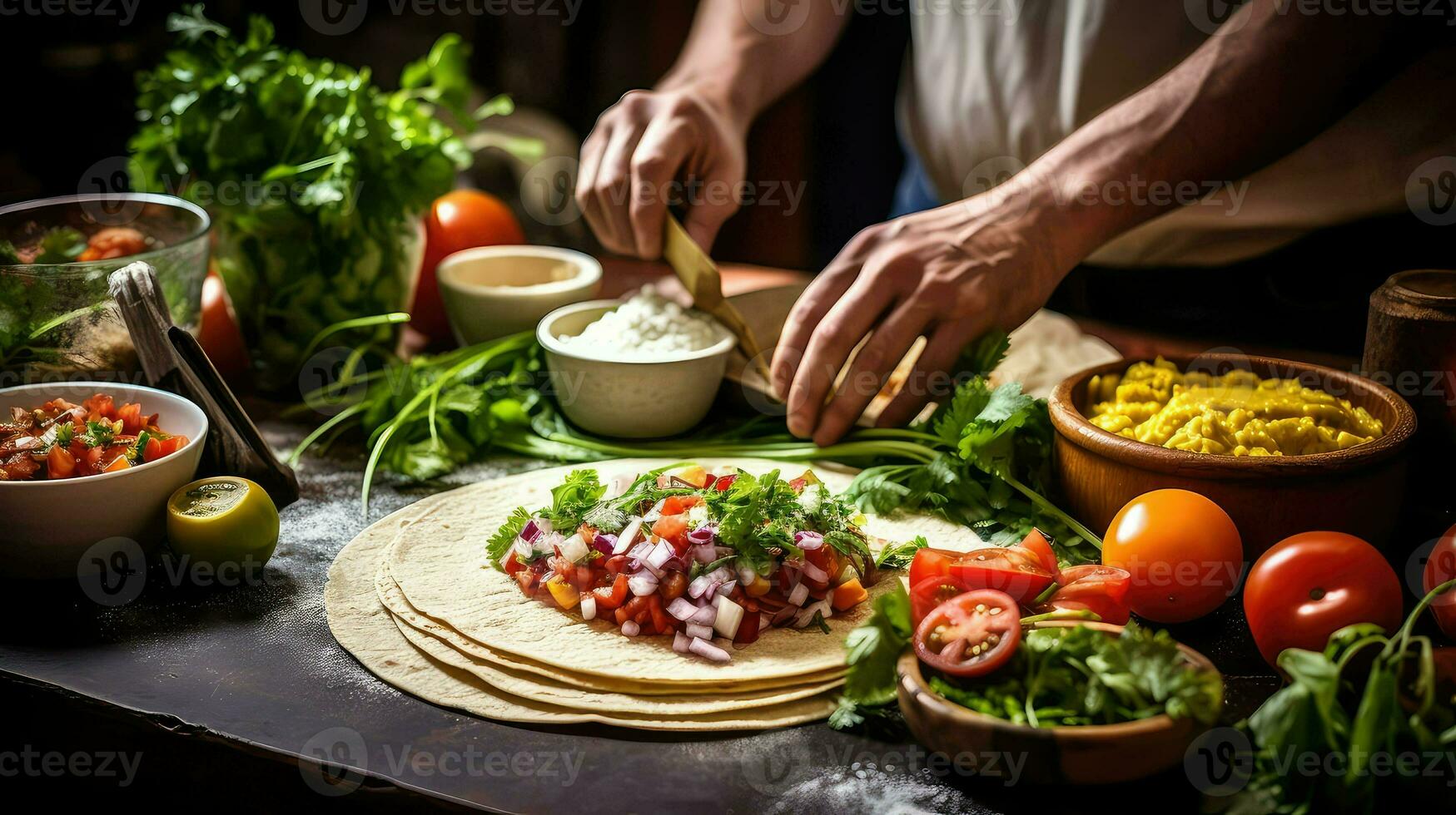 ai gegenereerd smaak salsa taco voedsel foto