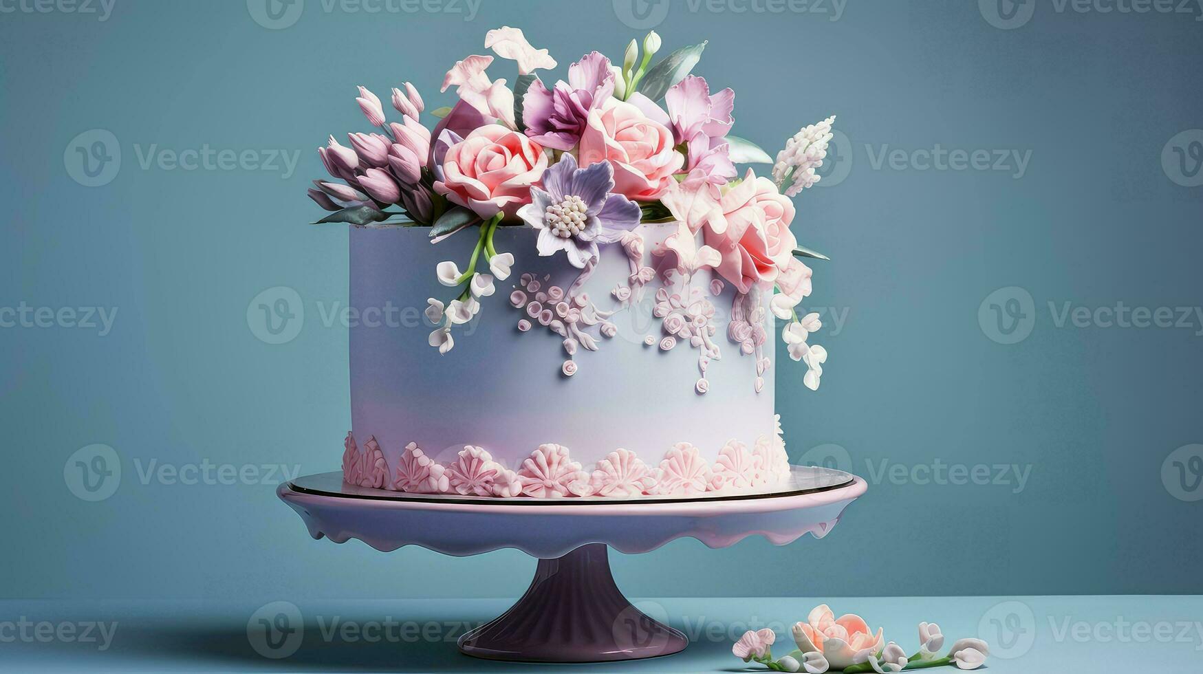 ai gegenereerd bruiloft decoratie taart voedsel foto