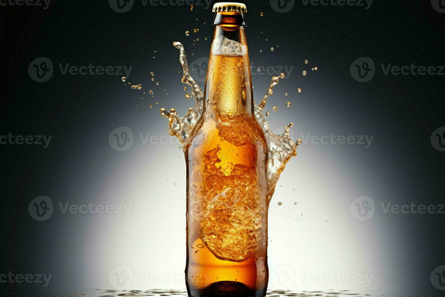 ai gegenereerd gekoeld bier fles Aan wit achtergrond met verfrissend verstuiven 3d foto