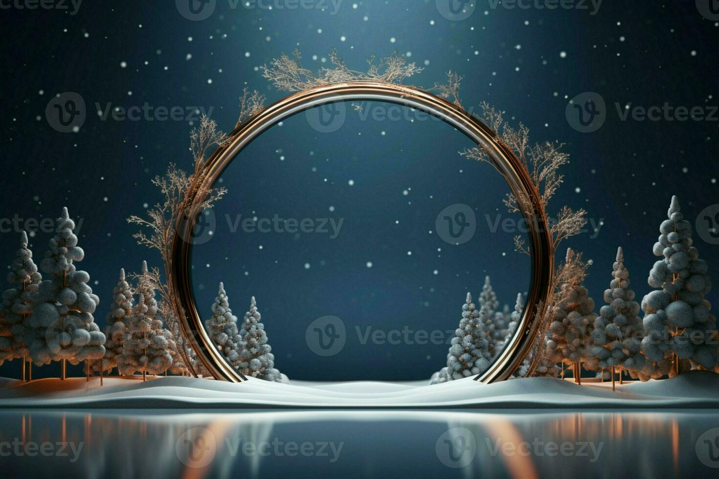 ai gegenereerd elegant ontworpen 3d cirkel kader achtergrond perfect voor vrolijk Kerstmis en gelukkig nieuw jaar ai gegenereerd foto