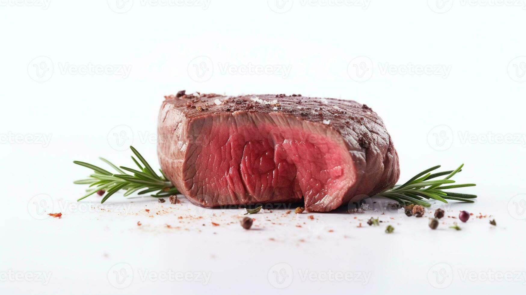 ai gegenereerd filet steak rundvlees vlees Aan wit achtergrond. voedsel, eiwit, boerderij, boerderij foto