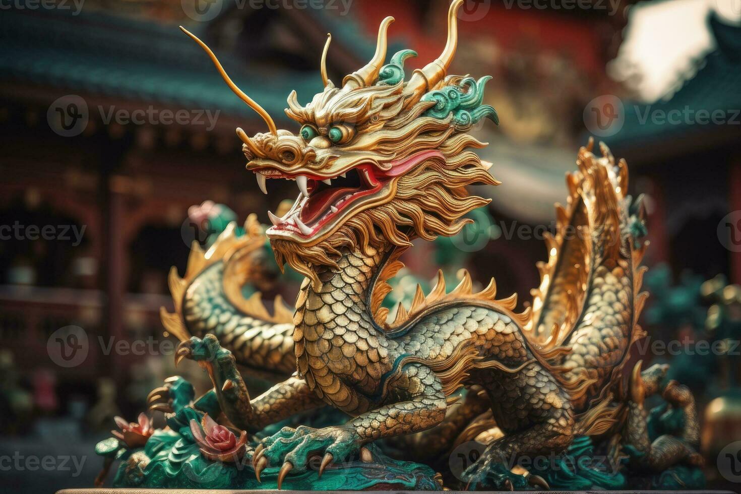 ai gegenereerd Chinese draak. een symbool van geluk en welvaart gedurende Chinese nieuw jaar feesten. foto